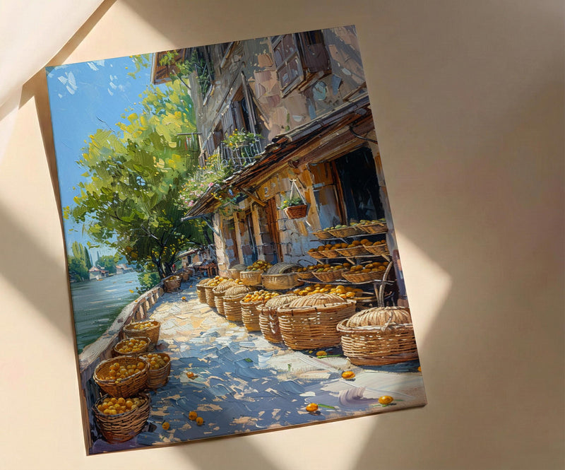 Argentina Market Wall Art, Riverfront Decor - Wicker Basket Print