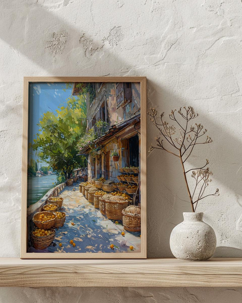 Argentina Market Wall Art, Riverfront Decor - Wicker Basket Print