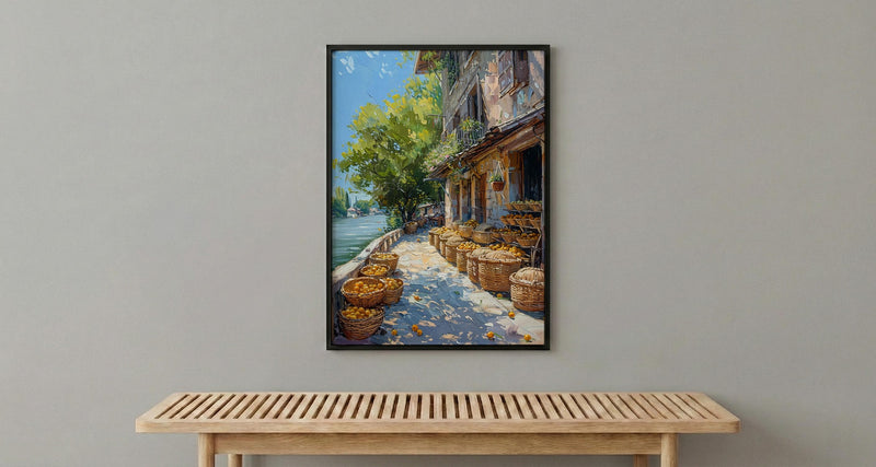 Argentina Market Wall Art, Riverfront Decor - Wicker Basket Print