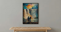 Iguazu Waterfall Nature Art Print, Brazil Jungle Decor - Bright Summer Rainbow Mist Scene
