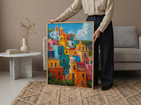 Guanajuato Colorful Hill Wall Art, Mexico City Decor - Bright Summer Sunshine Panoramic View
