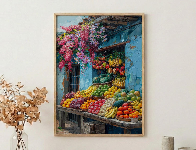 Bogota Market Poster, Colombia Fruit Decor - Summer Food Stall