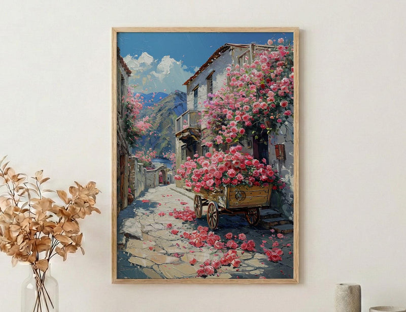 Taif Wall Art, Pink Rose Decor - Saudi Arabia Spring Print