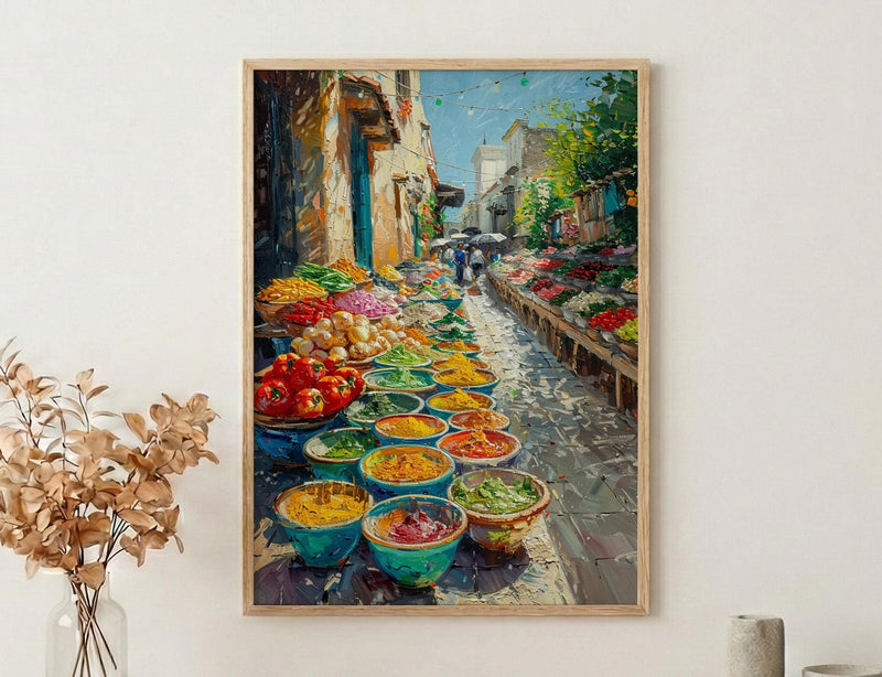Oaxaca Market Poster, Spice Bowl Decor - Mexico Summer Art Print