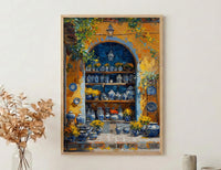 Mexico City Artisan Art Print, Talavera Pottery Decor - Summer Market
