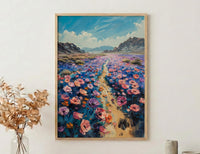 Atacama Desert Wall Art, Spring Bloom Decor - Pink Floral Print