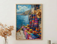Peru Alpaca Art Print, Puno Market Decor - Colorful Summer Poster