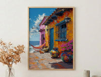 Nicaragua Market Art Print, Colorful Hammock Decor - Rustic Craft