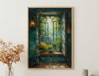 Kitchen Witch Poster, Magic Garden Decor - Dried Herbs Window Art