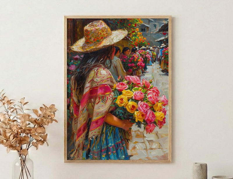Ecuador Flower Art Print, Cuenca Plaza Wall Decor - Yellow Rose
