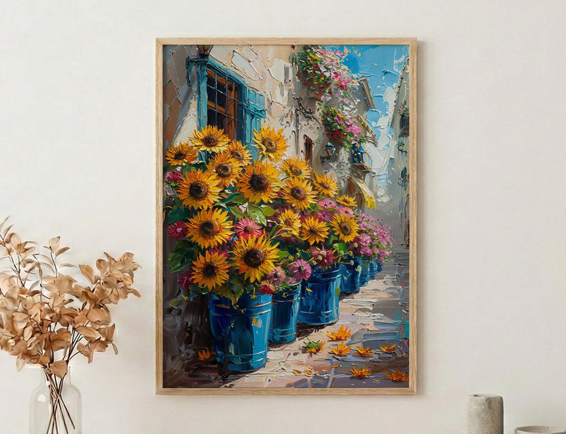 Buenos Aires Floral Wall Art, Argentina Market Decor - Bright Sunflower Print