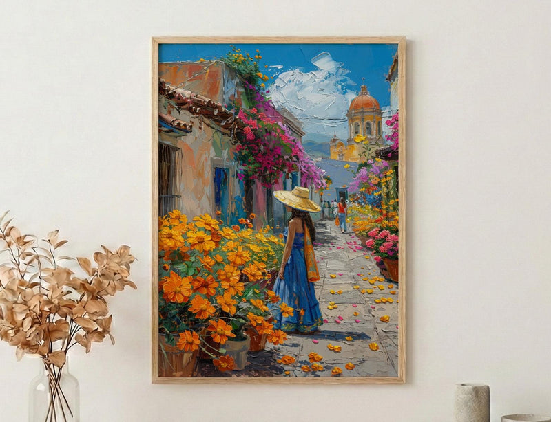 Mexico Amber Market Art Print, San Cristobal Decor - Summer Flower