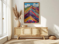 Rainbow Mountain Peru Wall Art, Colorful Nature Decor - Striking Mineral Stripe Summer Sky