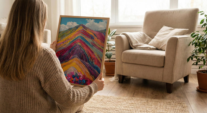 Rainbow Mountain Peru Wall Art, Colorful Nature Decor - Striking Mineral Stripe Summer Sky