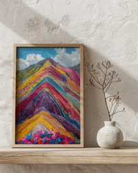 Rainbow Mountain Peru Wall Art, Colorful Nature Decor - Striking Mineral Stripe Summer Sky