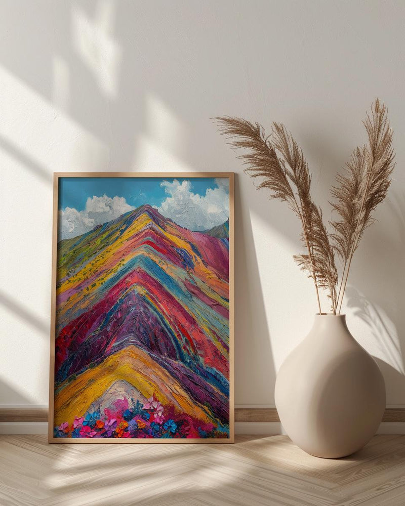 Rainbow Mountain Peru Wall Art, Colorful Nature Decor - Striking Mineral Stripe Summer Sky