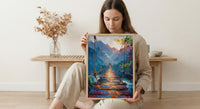 Inca Hanging Bridge Wall Art, Peru Canyon Decor - Woven Grass Rope Summer Sun