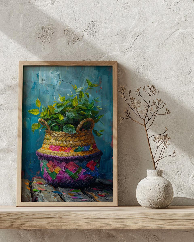 Coca Leaf Pouch Wall Art, Andean Culture Decor - Traditional Woven Fabric Summer Light