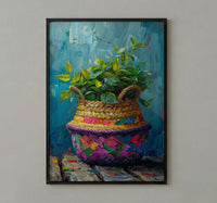 Coca Leaf Pouch Wall Art, Andean Culture Decor - Traditional Woven Fabric Summer Light