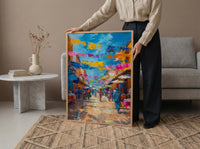 African Market Poster, Kente Cloth Decor - Colorful Textile Art