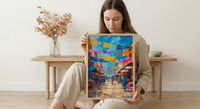 African Market Poster, Kente Cloth Decor - Colorful Textile Art