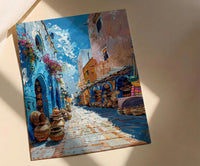 African Alley Art Print, Terracotta Village Decor - Sun Drenched Market