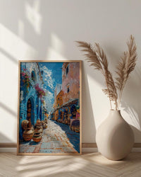 African Alley Art Print, Terracotta Village Decor - Sun Drenched Market