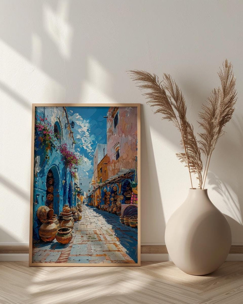 African Alley Art Print, Terracotta Village Decor - Sun Drenched Market