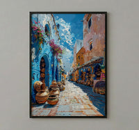 African Alley Art Print, Terracotta Village Decor - Sun Drenched Market