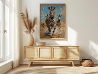 Zebra Herd Poster, African River Decor - Summer Wildlife Art