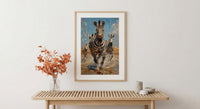 Zebra Herd Poster, African River Decor - Summer Wildlife Art