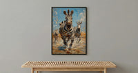 Zebra Herd Poster, African River Decor - Summer Wildlife Art