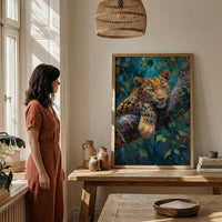 Leopard Wall Art, African Jungle Wall Decor - Golden Sunlight Landscape