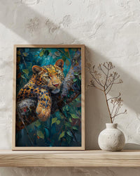 Leopard Wall Art, African Jungle Wall Decor - Golden Sunlight Landscape