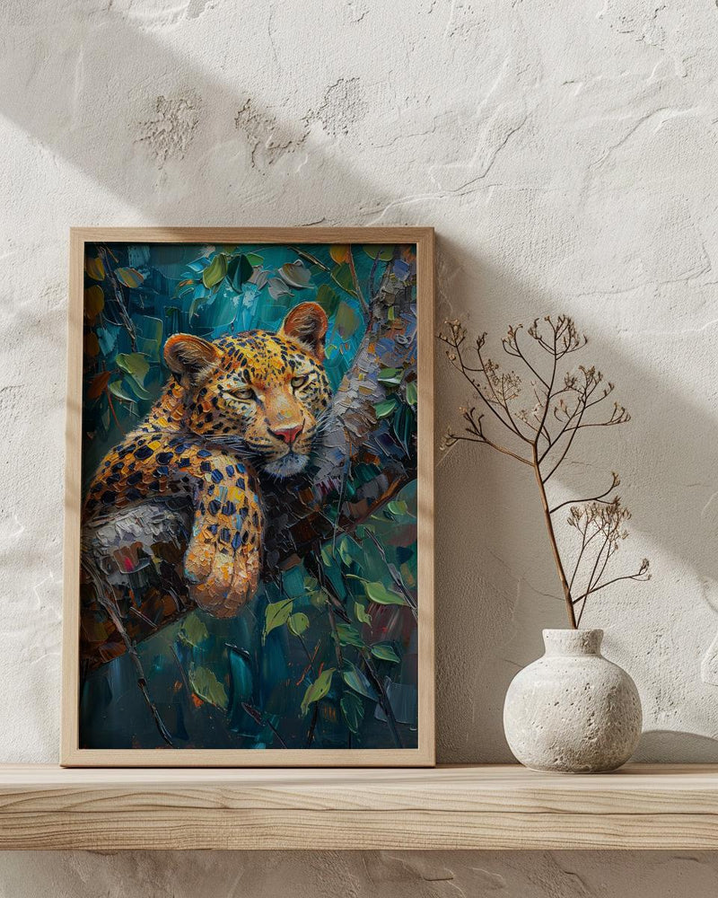 Leopard Wall Art, African Jungle Wall Decor - Golden Sunlight Landscape
