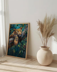 Leopard Wall Art, African Jungle Wall Decor - Golden Sunlight Landscape