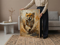 Running Cheetah Poster, African Plains Wall Decor - Dynamic Wildlife Art