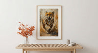 Running Cheetah Poster, African Plains Wall Decor - Dynamic Wildlife Art
