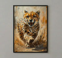 Running Cheetah Poster, African Plains Wall Decor - Dynamic Wildlife Art