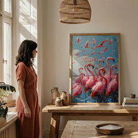 Pink Flamingo Wall Art, Turquoise Lake Decor - Coastal Africa Print