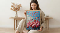 Pink Flamingo Wall Art, Turquoise Lake Decor - Coastal Africa Print