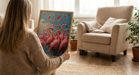 Pink Flamingo Wall Art, Turquoise Lake Decor - Coastal Africa Print