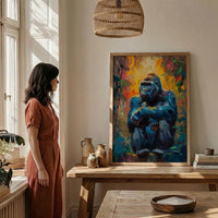 Silverback Gorilla Art, African Jungle Decor - Rainforest Landscape