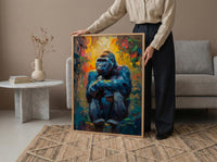 Silverback Gorilla Art, African Jungle Decor - Rainforest Landscape