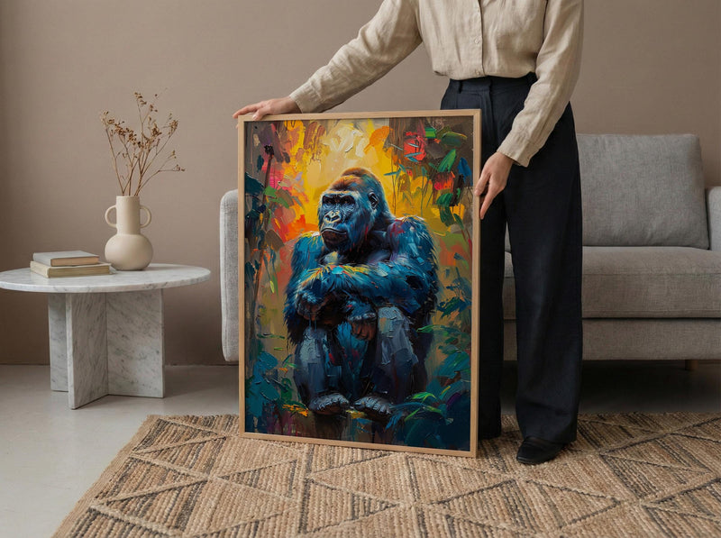 Silverback Gorilla Art, African Jungle Decor - Rainforest Landscape