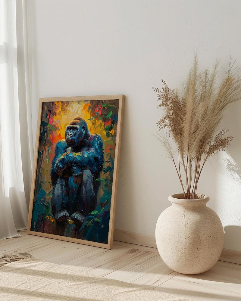 Silverback Gorilla Art, African Jungle Decor - Rainforest Landscape