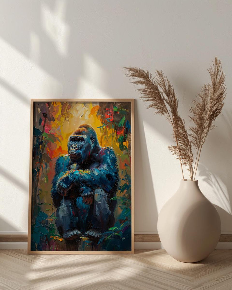 Silverback Gorilla Art, African Jungle Decor - Rainforest Landscape