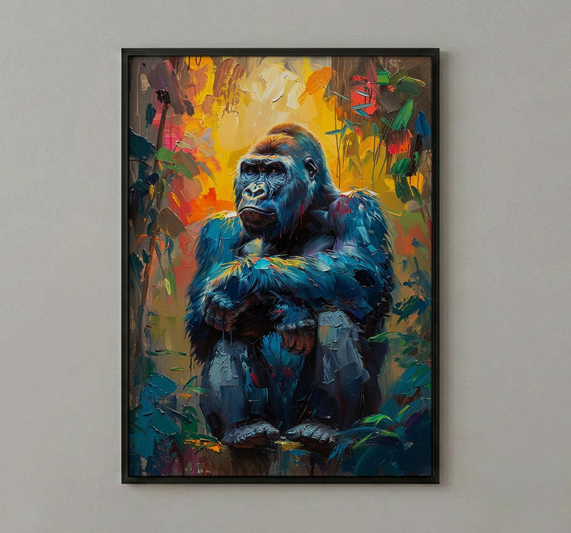 Silverback Gorilla Art, African Jungle Decor - Rainforest Landscape