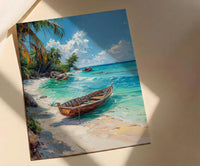 Zanzibar Boat Wall Art, Tropical Beach Decor - Turquoise Ocean Print