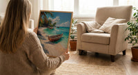 Zanzibar Boat Wall Art, Tropical Beach Decor - Turquoise Ocean Print